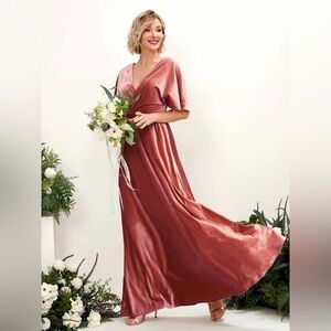 Carlyna Dusty Rose Velvet Maxi Dress